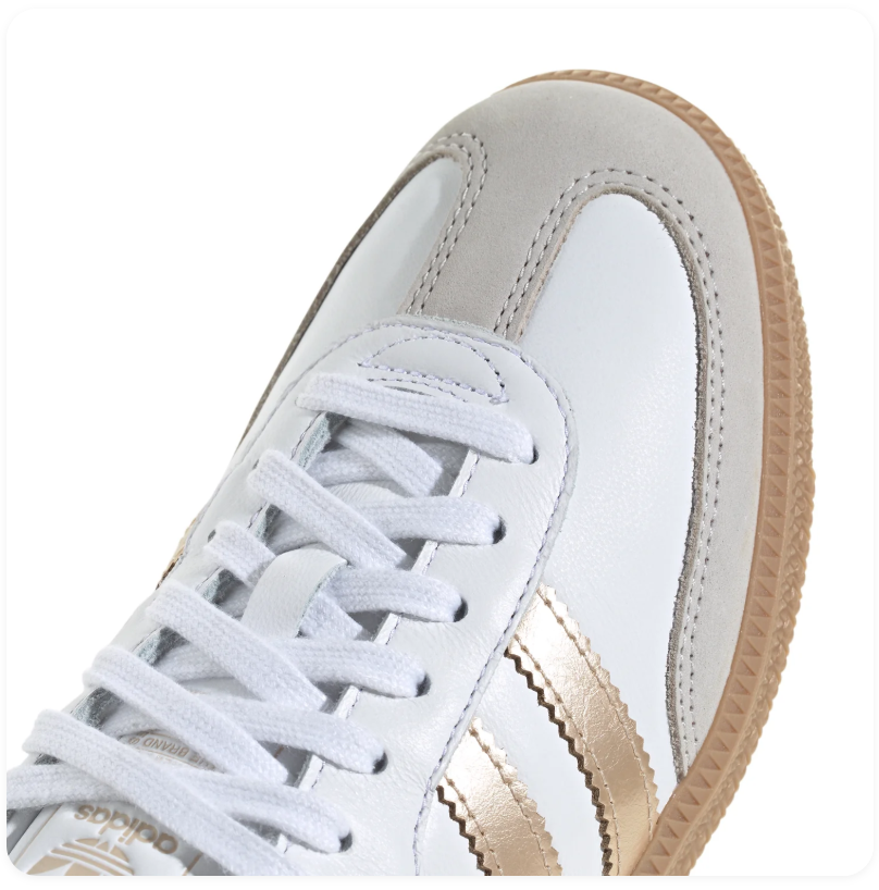 Adidas Samba Low-Top Sneakers – White, Metallic Gold & Gum