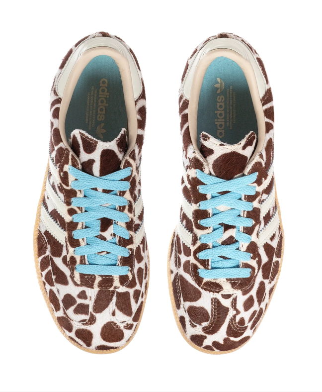 Adidas Cow-Print Low-Top Sneakers - Brown, Cream & Light Blue