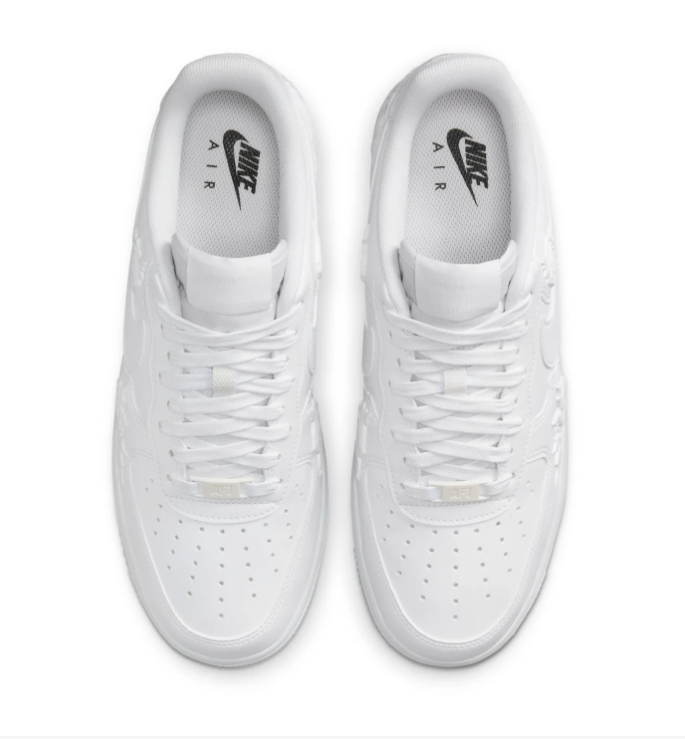 Nike Low-Top Sneakers – All White with Raised Rose Details