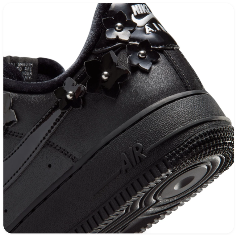 Nike Air Force 1 Low Sneakers – Black with Floral Details