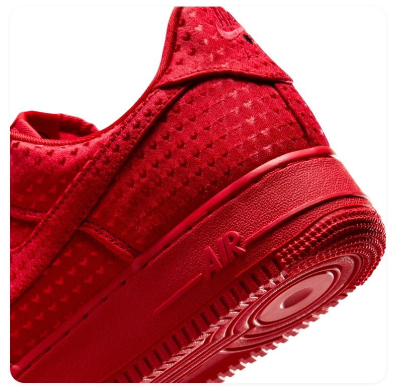 Nike Air Force 1 Low Sneakers – All Red with Heart Details