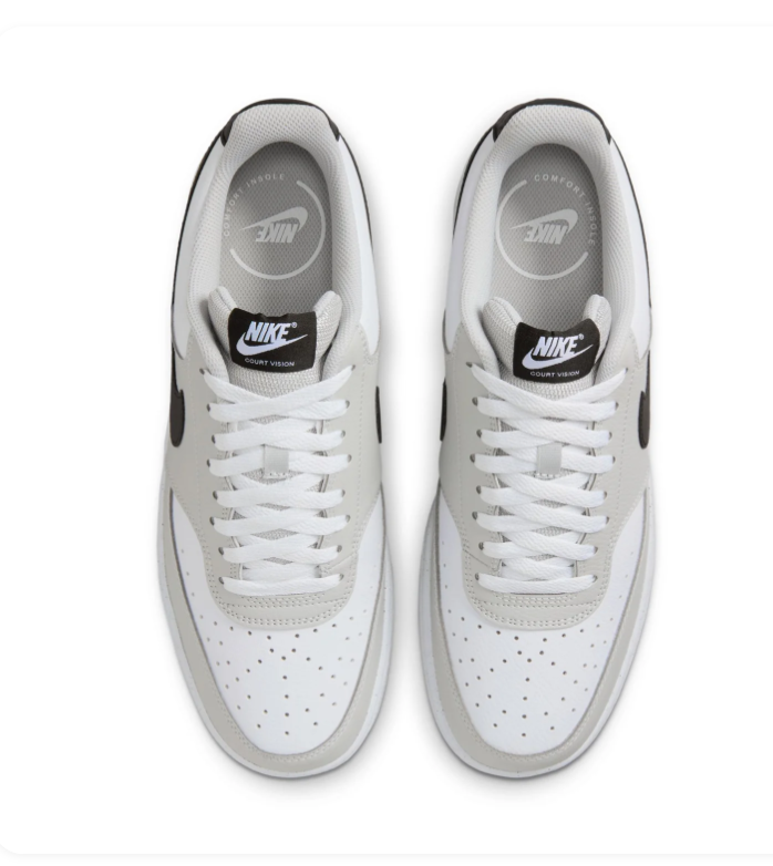Nike Court Vision Low Sneakers – White, Light Grey & Black