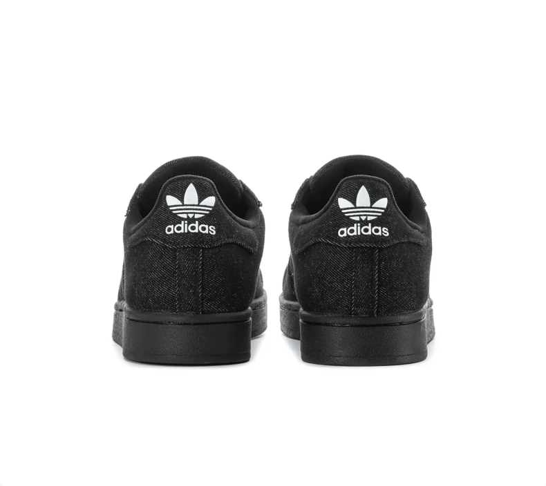 Adidas Superstar Low-Top Sneakers – Black Denim-Textured Upper & White Laces