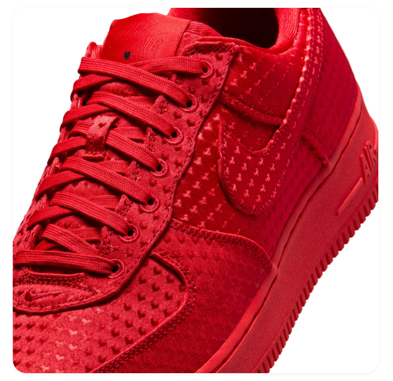 Nike Air Force 1 Low Sneakers – All Red with Heart Details