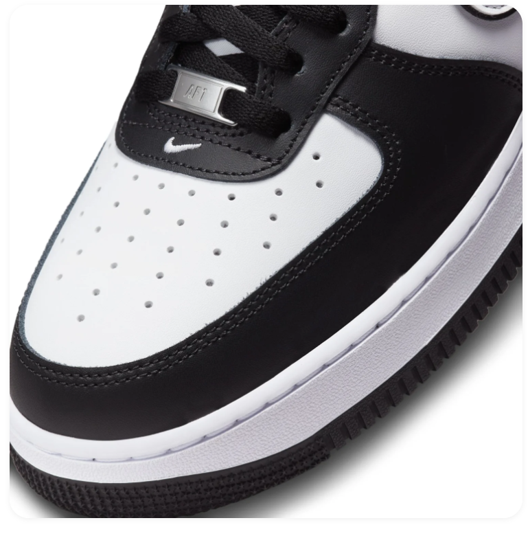 Nike Air Force 1 Low Sneakers – Black & White with Outlined Swoosh