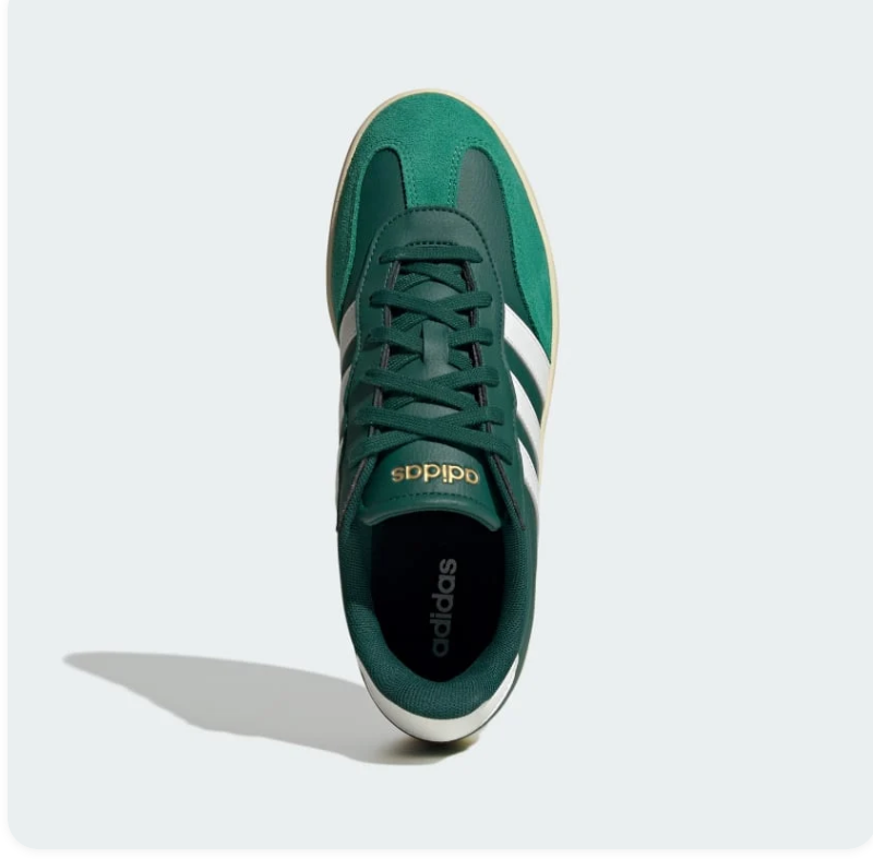 Adidas Green Low-Top Sneakers - White Stripes & Cream Sole