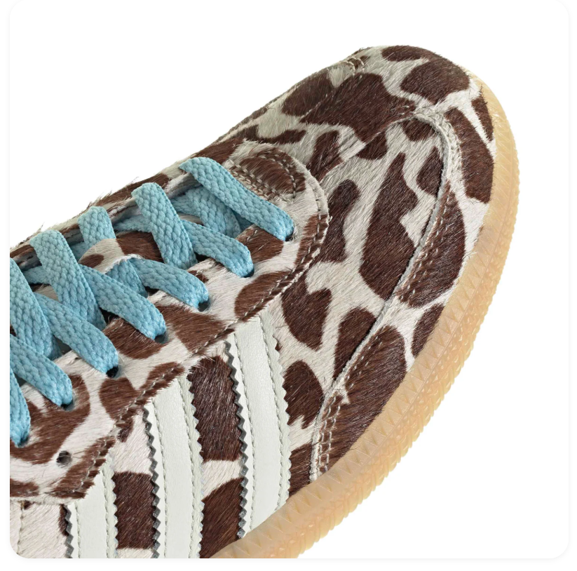 Adidas Cow-Print Low-Top Sneakers - Brown, Cream & Light Blue