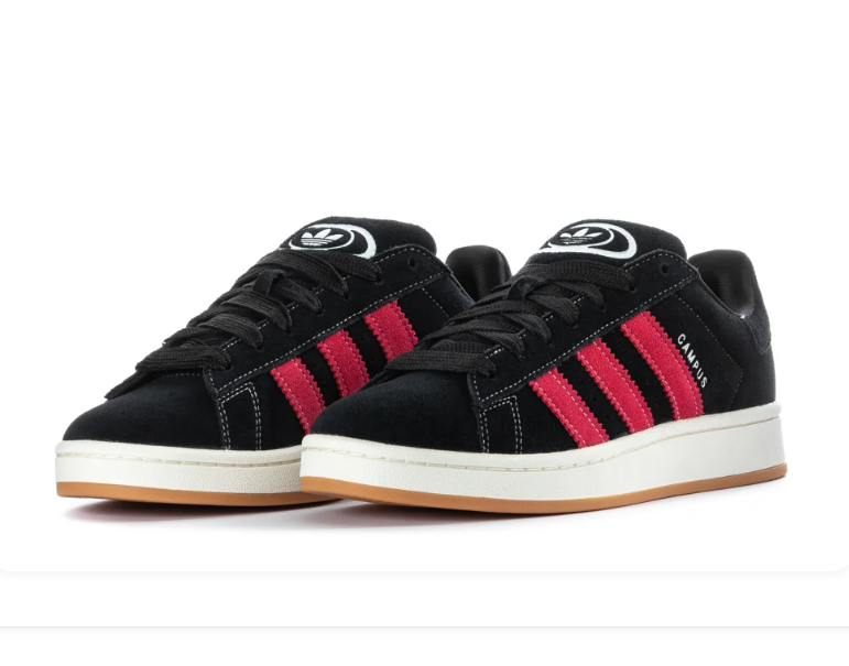 Adidas Campus Low-Top Sneakers – Black & Pink with Gum Sole