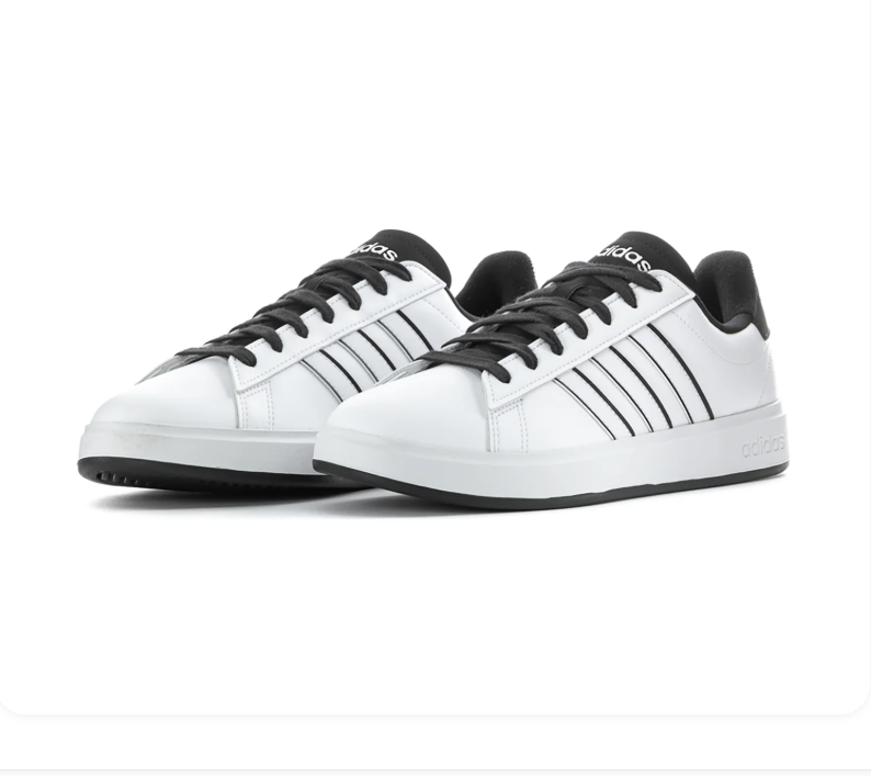 Adidas Low-Top Sneakers – White & Black with Outlined Stripes