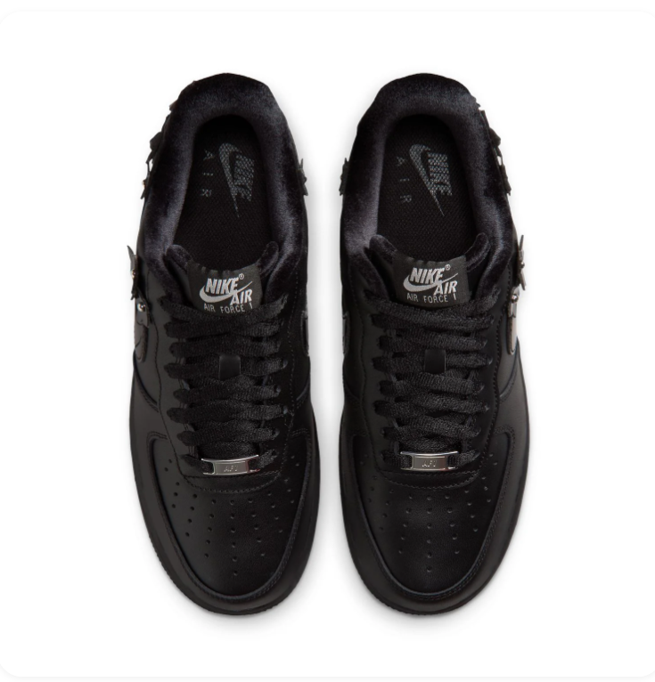 Nike Air Force 1 Low Sneakers – Black with Floral Details