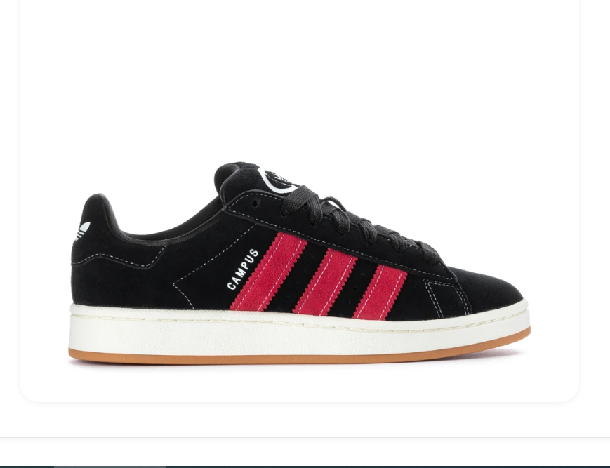 Adidas Campus Low-Top Sneakers – Black & Pink with Gum Sole