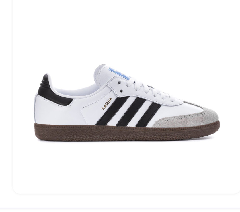 Adidas Samba Low-Top Sneakers – White, Black & Grey with Brown Sole