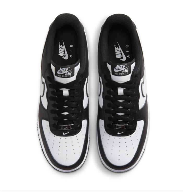 Nike Air Force 1 Low Sneakers – Black & White with Outlined Swoosh
