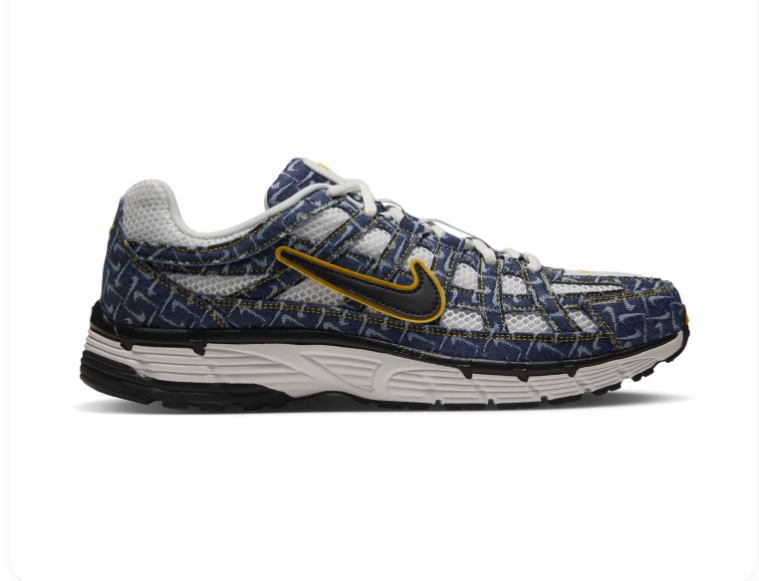 Nike Retro Mesh Sneakers – Navy Pattern, White & Yellow