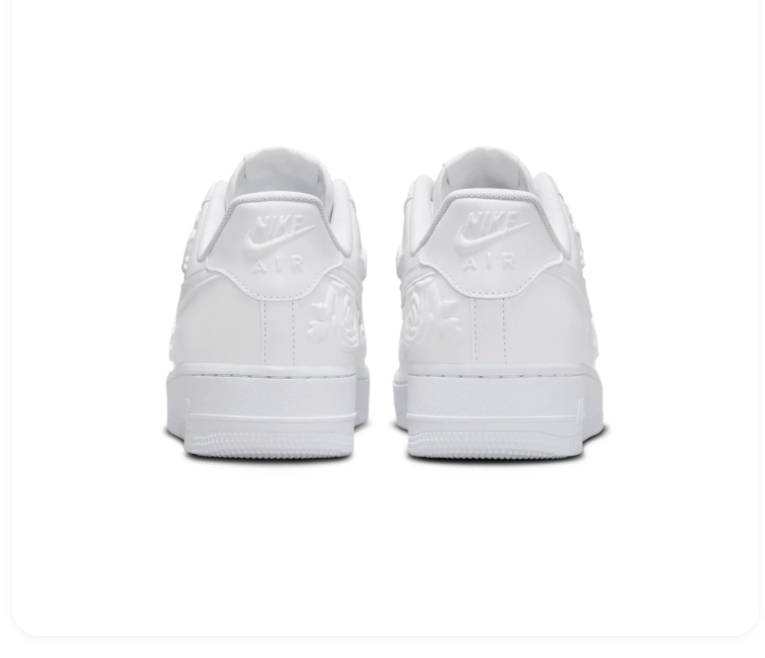 Nike Low-Top Sneakers – All White with Raised Rose Details