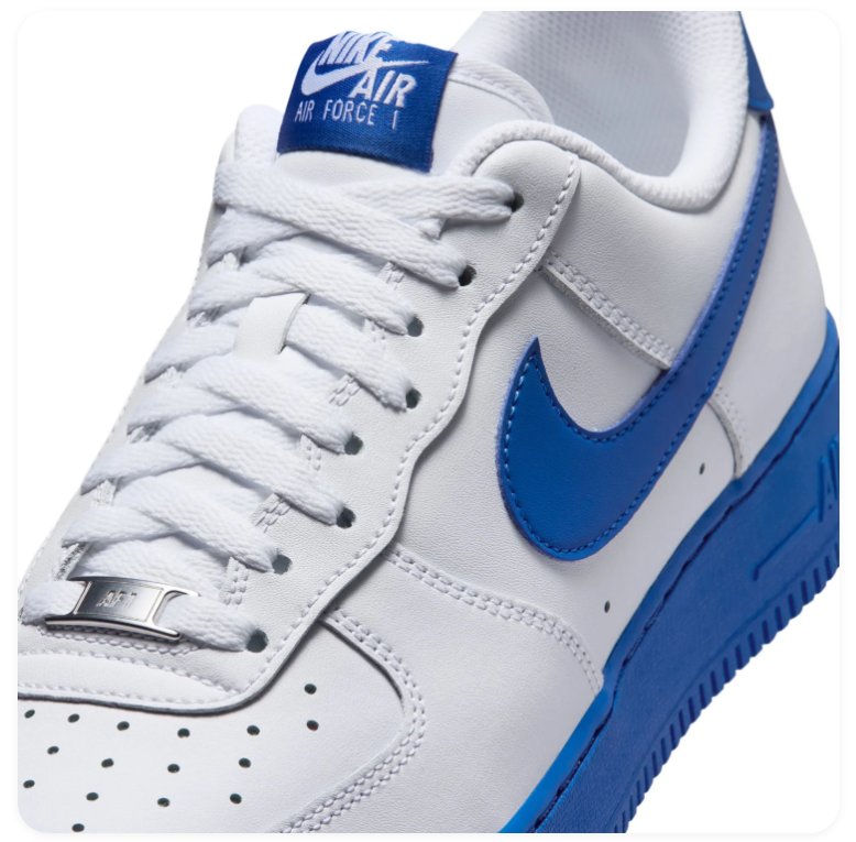 Nike Air Force 1 Low Sneakers – White & Royal Blue Sole