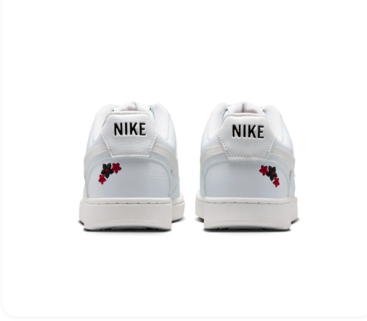 Nike Low-Top Sneakers – White & Cream with Floral Embroidery