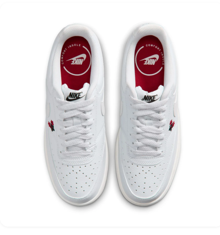 Nike Low-Top Sneakers – White & Cream with Floral Embroidery