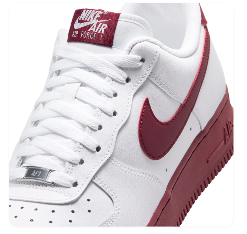 Nike Air Force 1 Low Sneakers – White & Burgundy