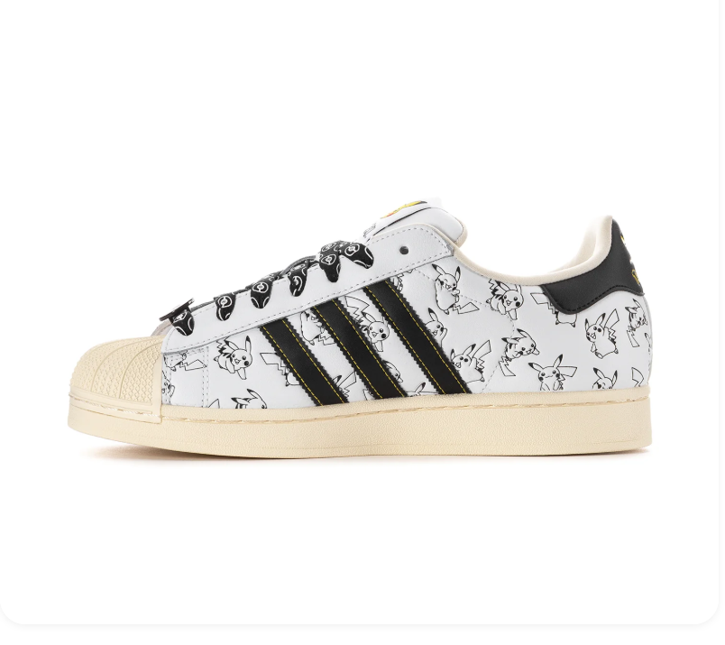 Adidas Pokémon Pikachu Shell-Toe Sneakers - White & Black