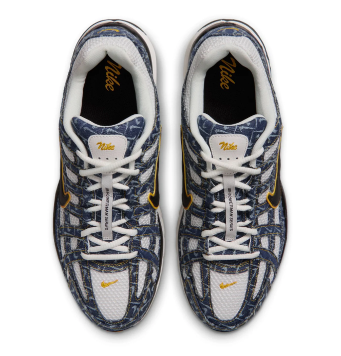 Nike Retro Mesh Sneakers – Navy Pattern, White & Yellow