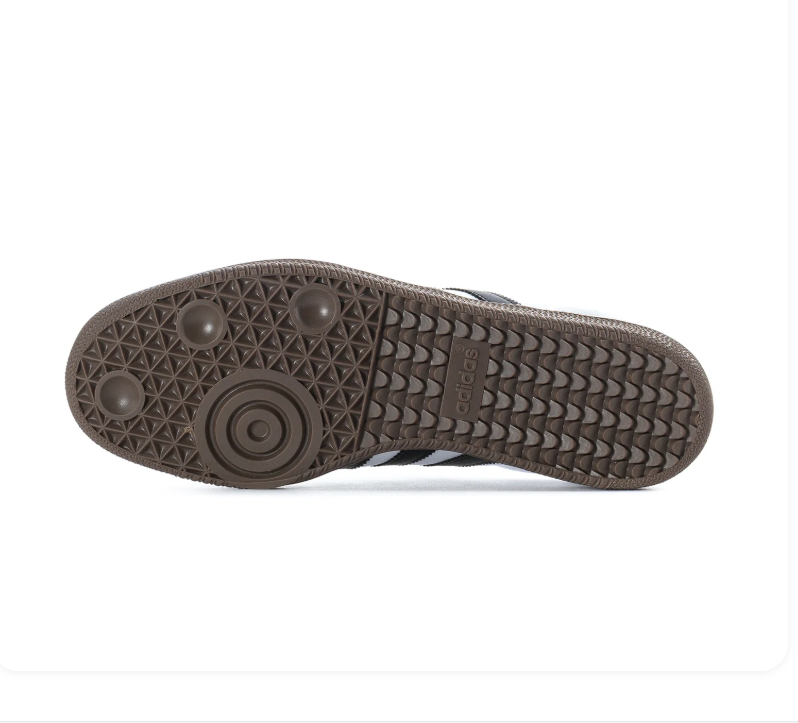 Adidas Samba Low-Top Sneakers – White, Black & Grey with Brown Sole