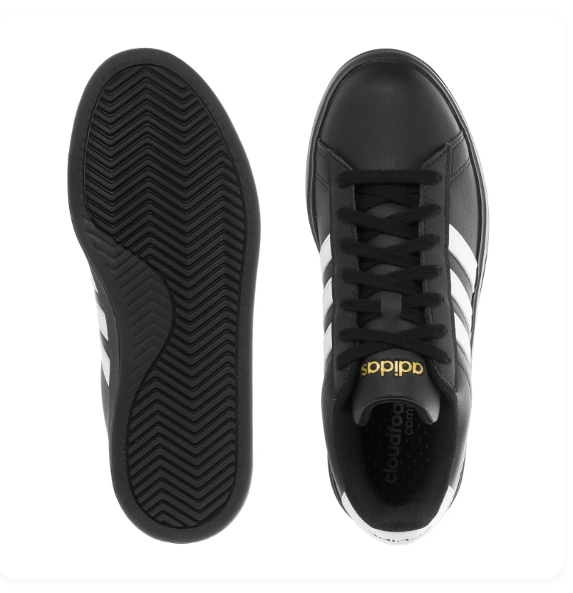 Adidas Low-Top Sneakers – Black & White with Black Sole