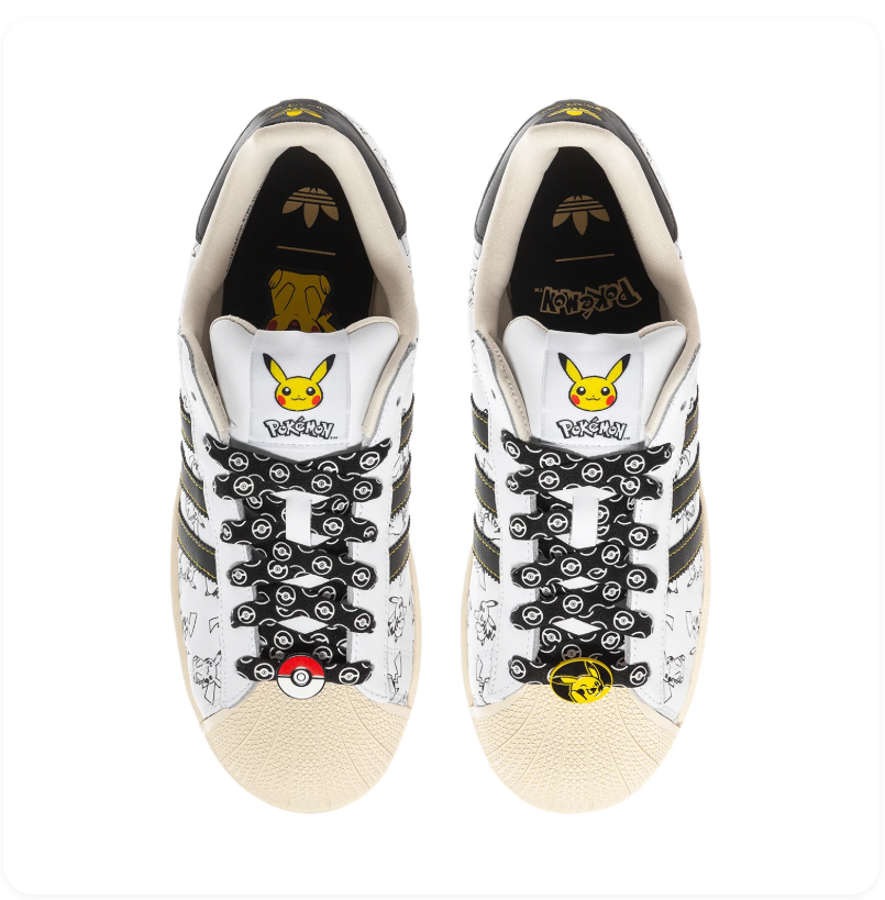 Adidas Pokémon Pikachu Shell-Toe Sneakers - White & Black