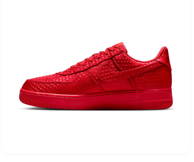Nike Air Force 1 Low Sneakers – All Red with Heart Details