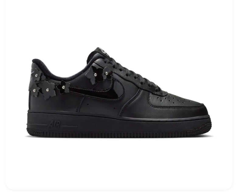 Nike Air Force 1 Low Sneakers – Black with Floral Details