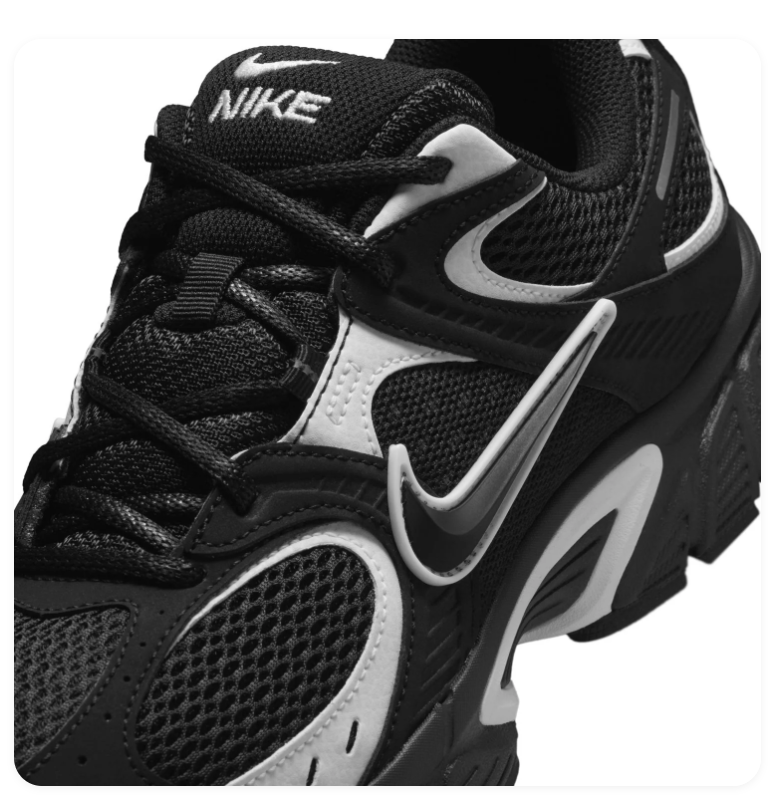 Nike Retro Mesh Sneakers – Black, White & Silver Grey