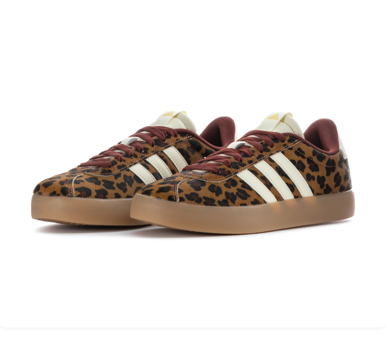 Adidas Leopard Print Low-Top Sneakers - Cream, Burgundy & Gum