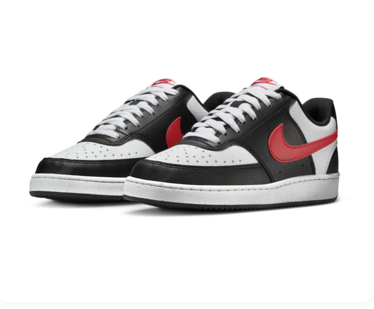 Nike Court Vision Low Sneakers – Black, White & Red