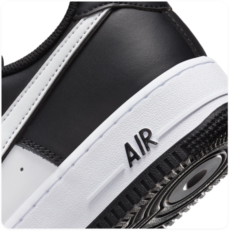 Nike Air Force 1 Low Sneakers – Black & White with Outlined Swoosh