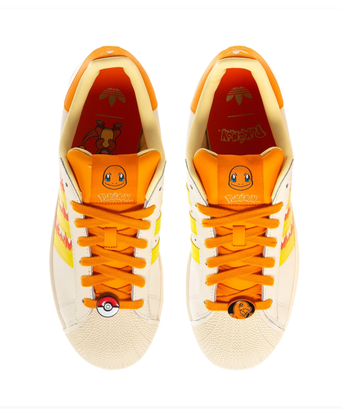 Adidas Pokémon Charmander Shell-Toe Sneakers - Cream & Orange