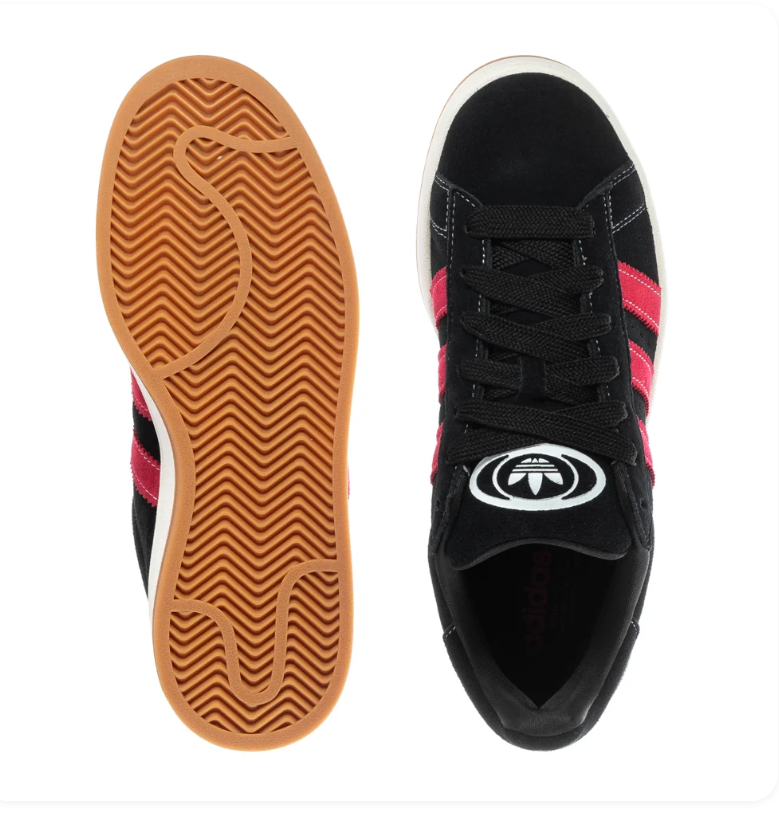 Adidas Campus Low-Top Sneakers – Black & Pink with Gum Sole