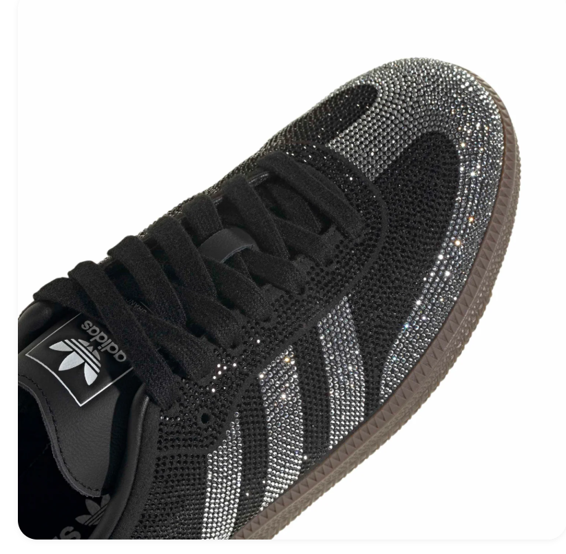 Adidas Rhinestone Low-Top Sneakers - Black, Silver & Brown