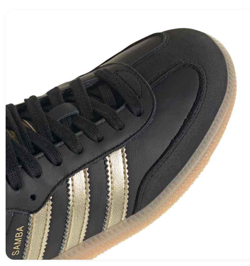 Adidas Samba Low-Top Sneakers – Black, Metallic Gold & Gum
