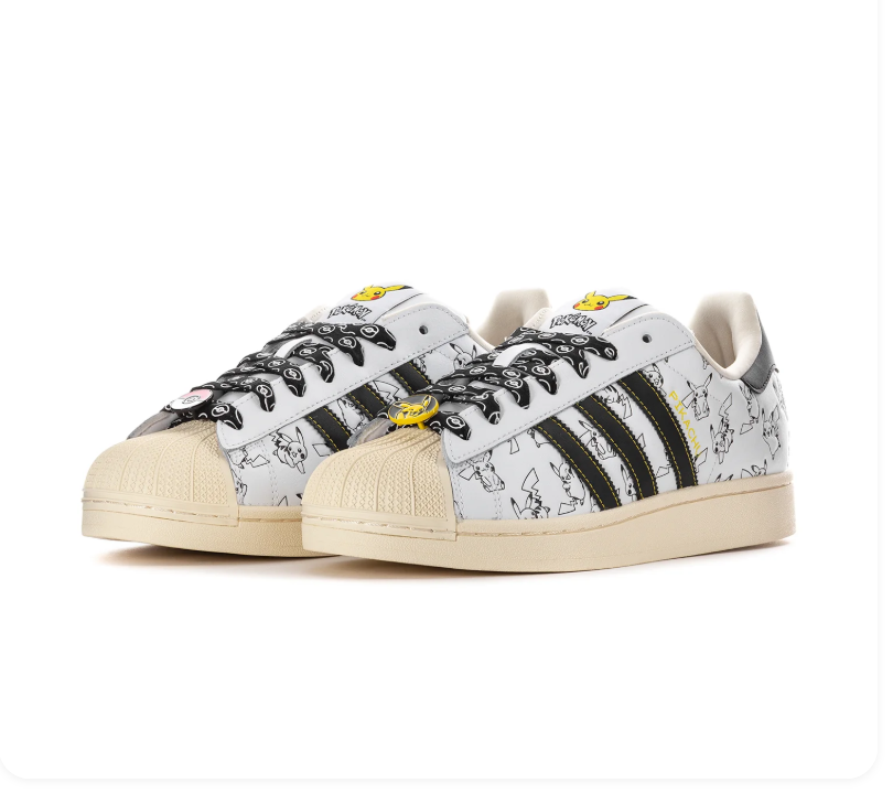 Adidas Pokémon Pikachu Shell-Toe Sneakers - White & Black