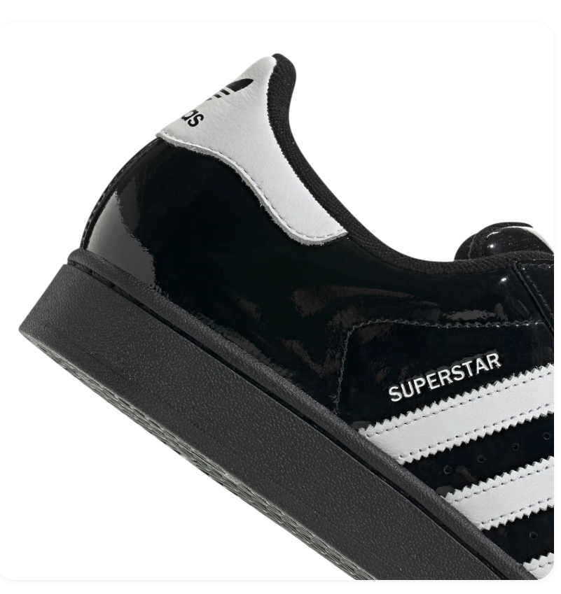 Adidas Superstar Glossy Shell-Toe Sneakers - Black & White