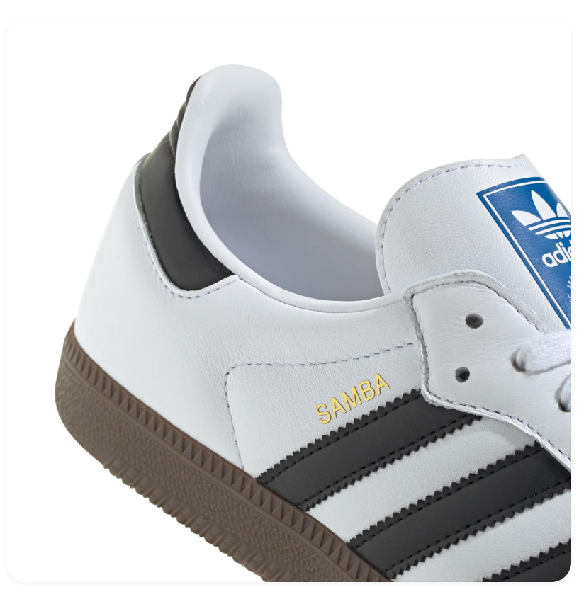 Adidas Samba Low-Top Sneakers – White, Black & Grey with Brown Sole