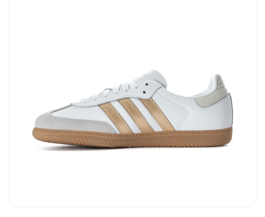Adidas Samba Low-Top Sneakers – White, Metallic Gold & Gum