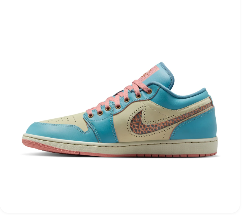 Air Jordan Low-Top Sneakers – Turquoise, Cream & Coral