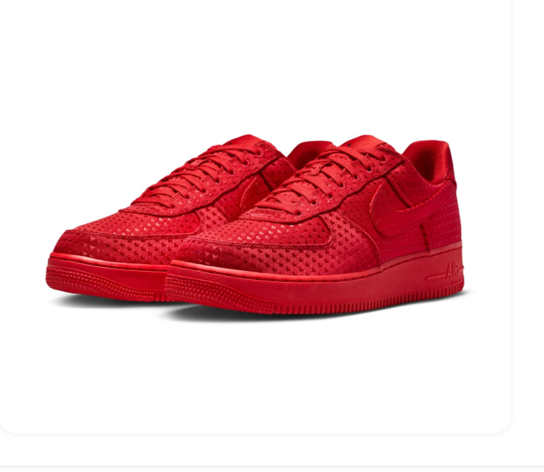 Nike Air Force 1 Low Sneakers – All Red with Heart Details