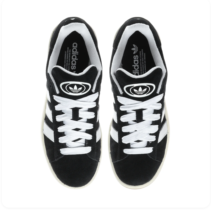 Adidas Campus Low-Top Sneakers – Black, White & Cream with Gum Sole