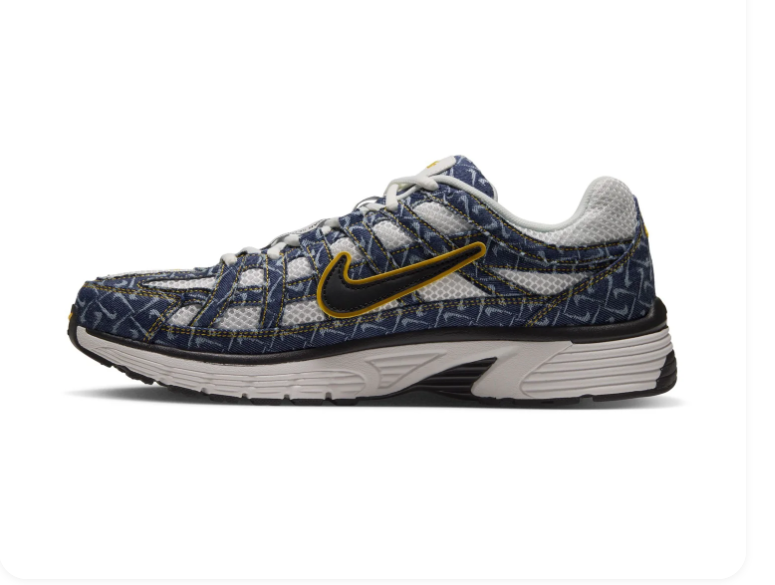 Nike Retro Mesh Sneakers – Navy Pattern, White & Yellow