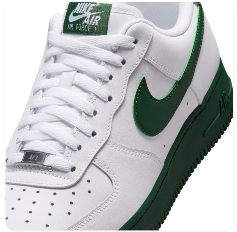 Nike Air Force 1 Low Sneakers – White & Forest Green