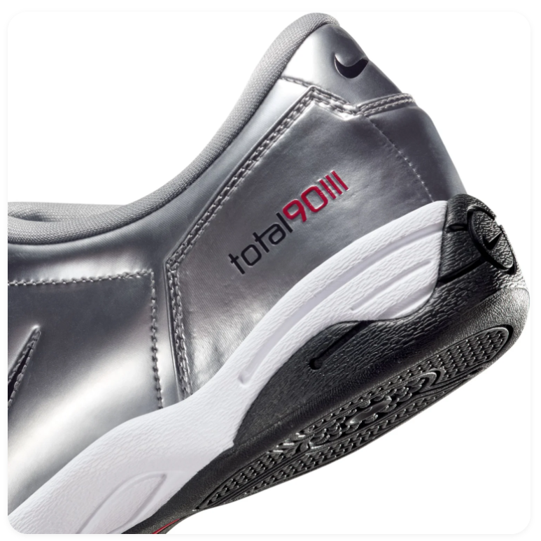 Nike Total 90 III Sneakers – Metallic Silver, Black & Red