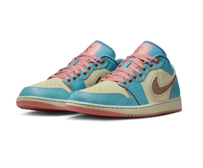 Air Jordan Low-Top Sneakers – Turquoise, Cream & Coral
