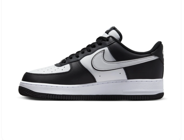 Nike Air Force 1 Low Sneakers – Black & White with Outlined Swoosh